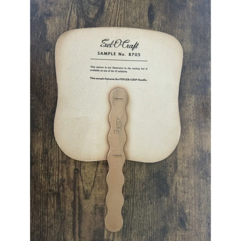 RARE Vintage Excel-O-Craft Sample No 8705 Silent Worship Advertising‎ Hand Fan